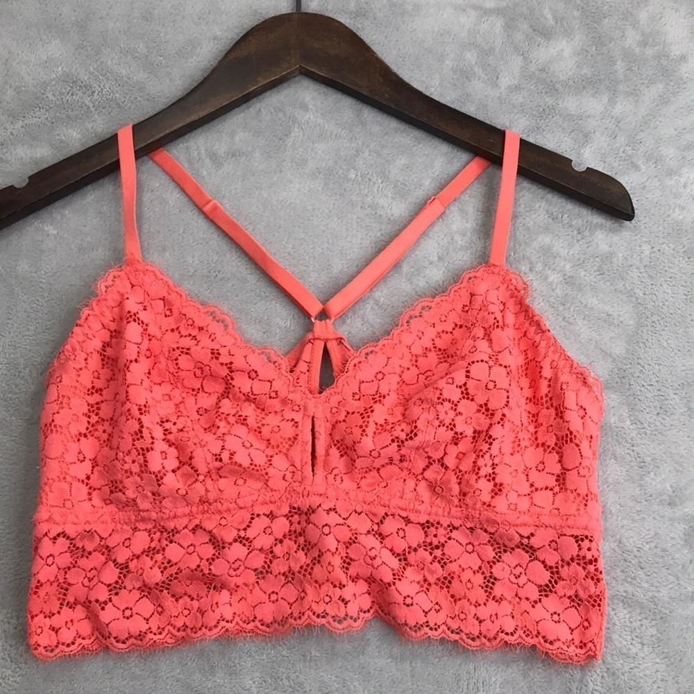 Aerie Coral Lace Bralette Size Large